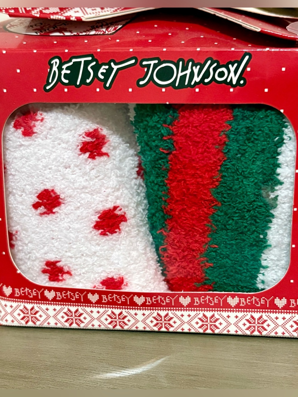 Betsey Johnson Sock Gift Box Set Christmas Holiday Soft Lounge Cozy Fluffy Three